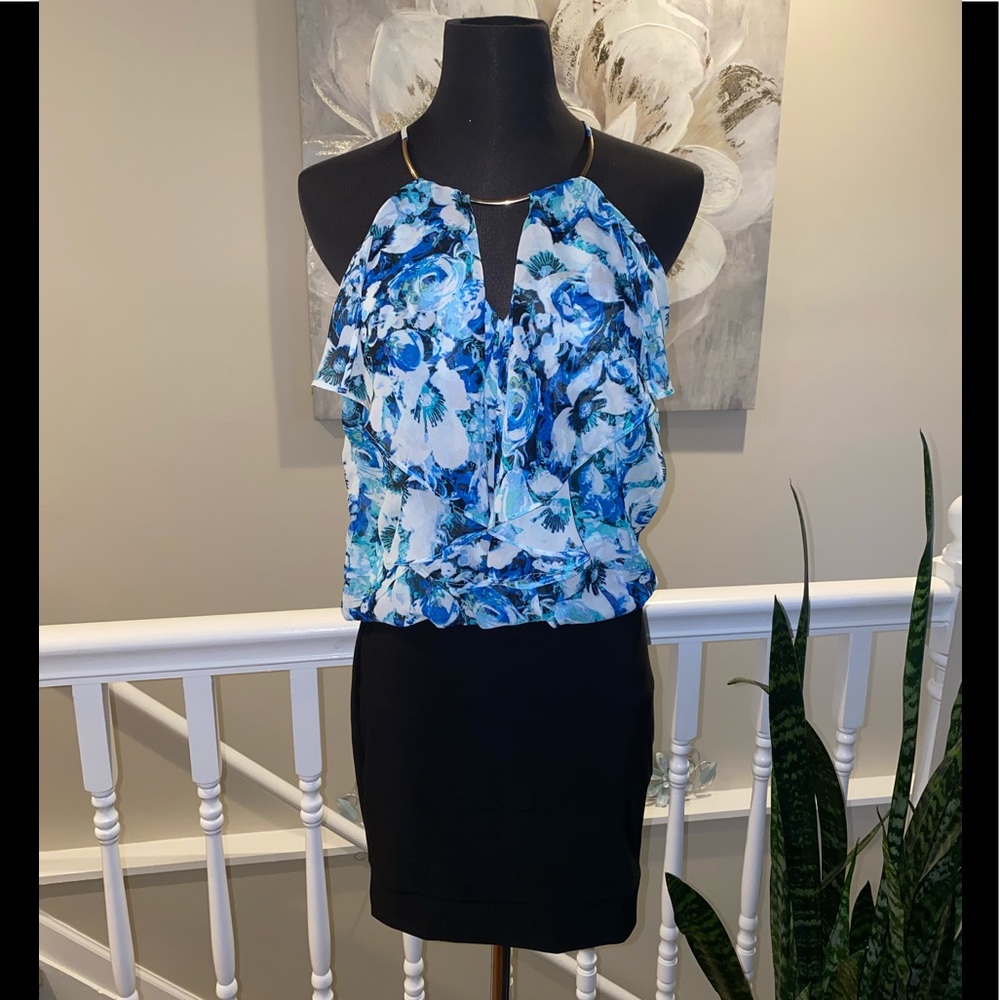 Bisou Bisou Floral & Black Mini Dress